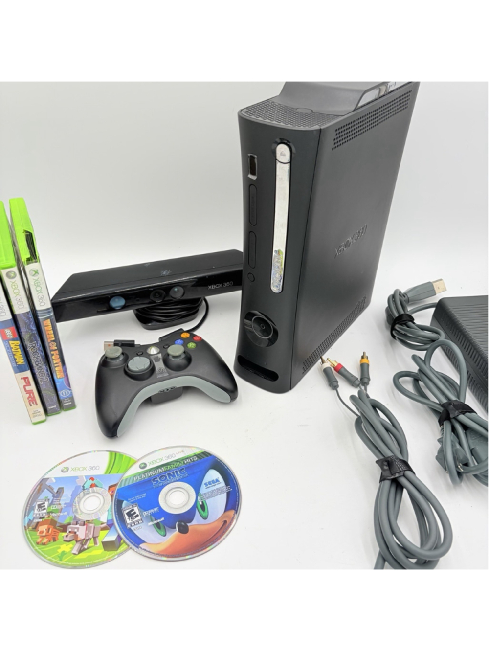 Microsoft Xbox 360 S 120GB Console Bundle Kinect Minecraft Sonic 5 Games TESTED